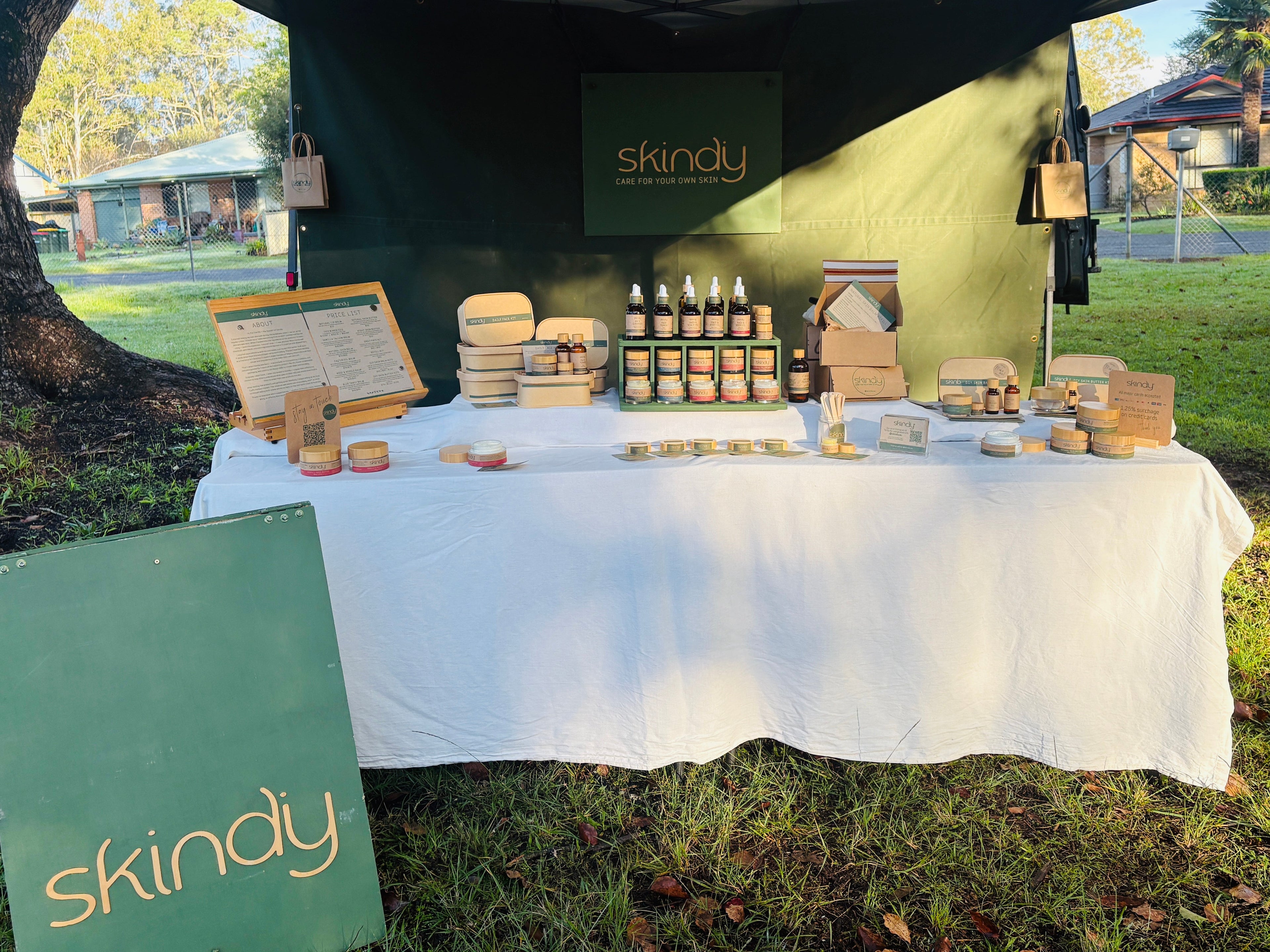 Our Skindiy stall at Nabiac Farmers Market